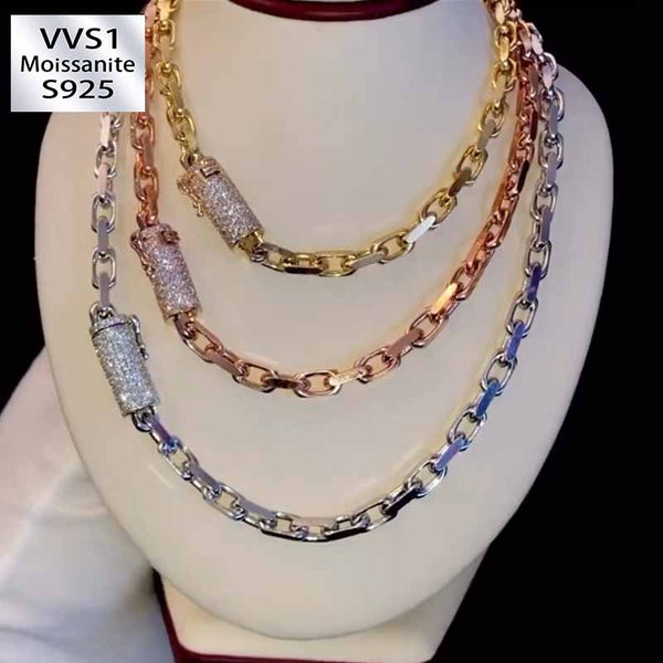 S925 Buckle Moissanite Cuban Chain