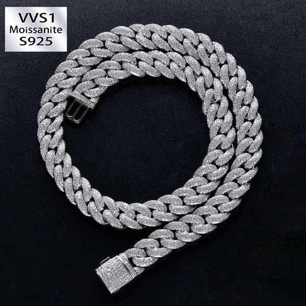 14mm Moissanite Miami Style Cuban Chain