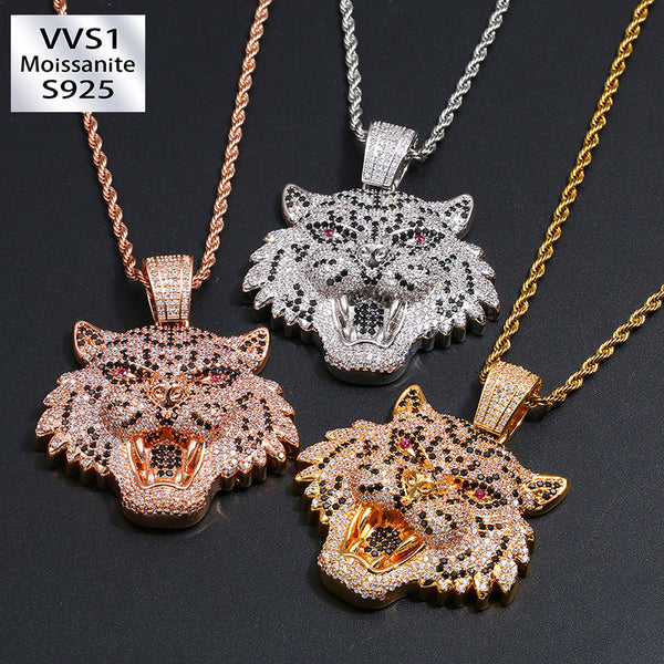 Morganite Hip Hop Leopard Head Pendant