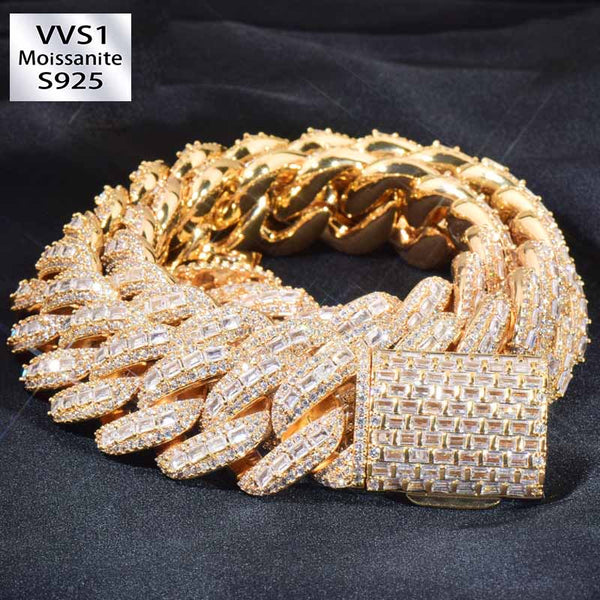 20mm Moissanite T Square Hip Hop Cuban Chain
