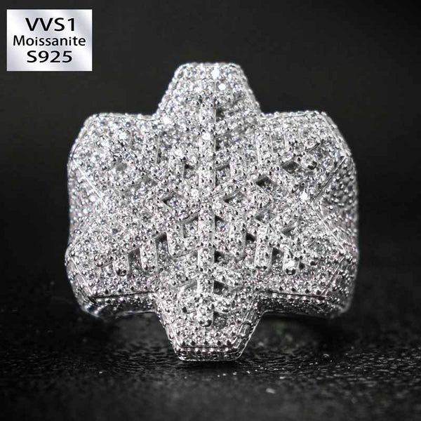 Moissanite Creative Hexagonal Snowflake Ring