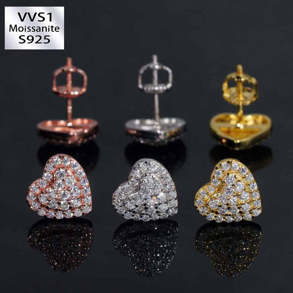 S925 Moissanite Heart Earrings