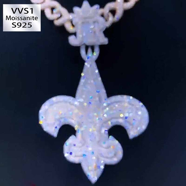 Moissanite Fleur de Lis Lucky Pendant