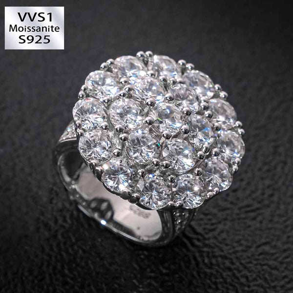 Moissanite Full Diamond Round Flower Ring