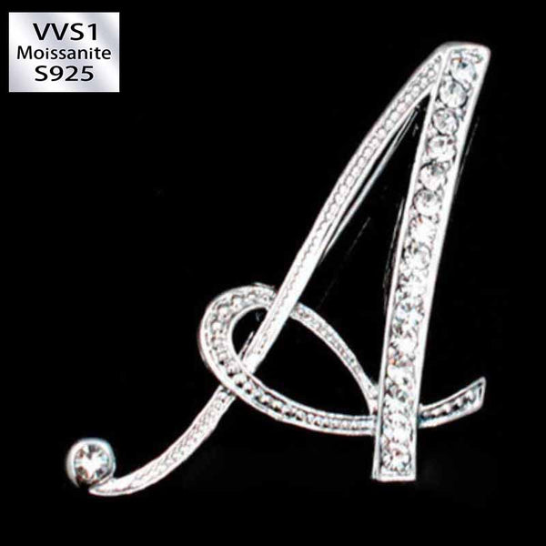 Moissanite Initial Letter Brooch – Sparkle with Style