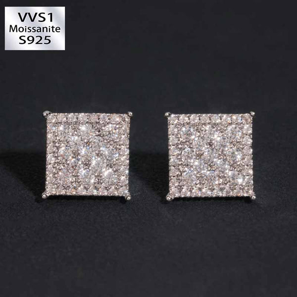 Moissanite Princess Square Earrings