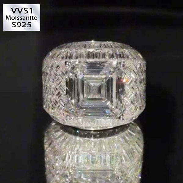 Moissanite Precision Lattice Diamond Ring