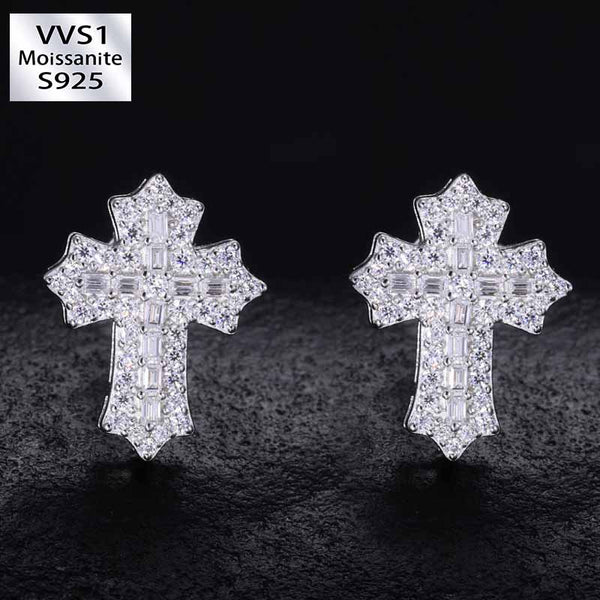 S925 Silver Moissanite Cross Earrings