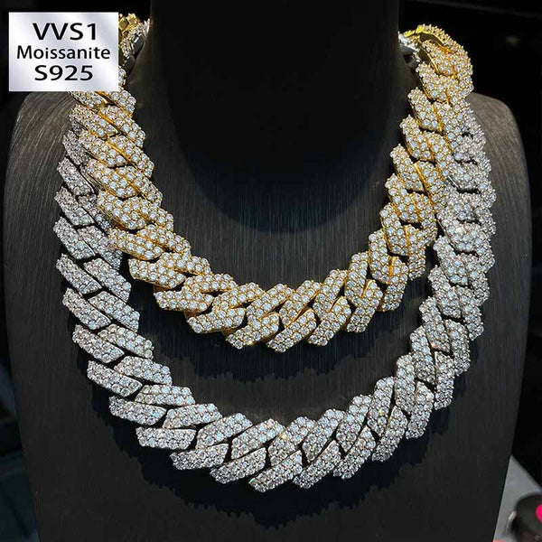 20mm Moissanite Hip Hop Two-Row Rhombus Cuban Chain