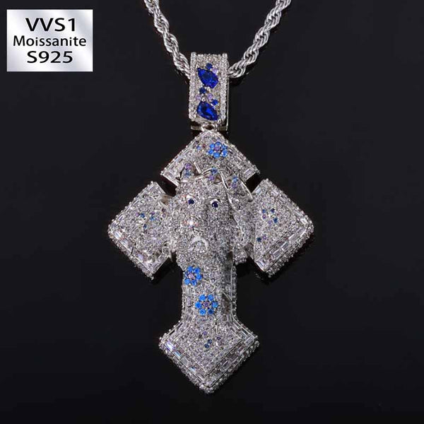 Moissanite Colorful Jesus Cross Pendant