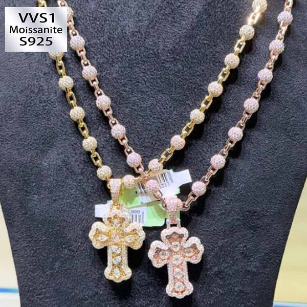 Crosses with Mixed Shaped Moissanite Pendant Set