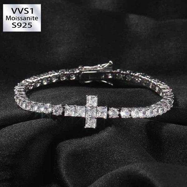 5mm Moissanite Cross Tennis Bracelet