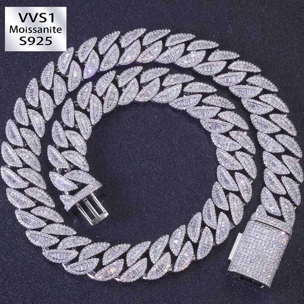 20mm Moissanite Mixed Inlay T Square Cuban Chain