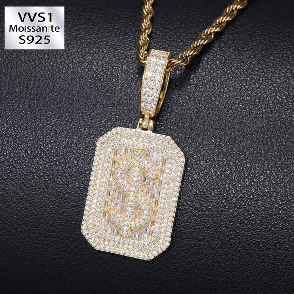 Moissanite Hip Hop Dollar Rectangular Pendant