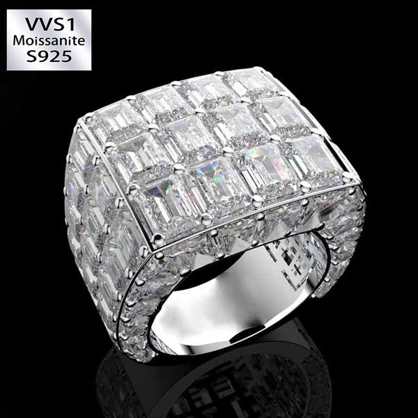Asscher Cut Men's Chandelier Moissanite Ring