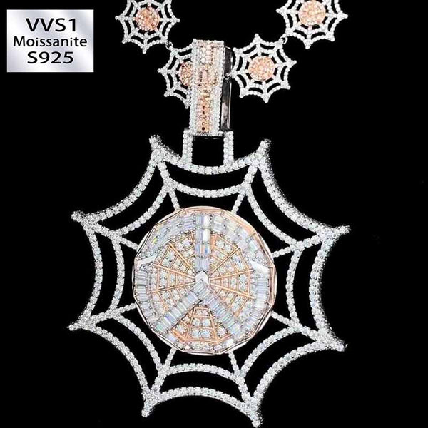 Moissanite Spiderweb Design Pendant
