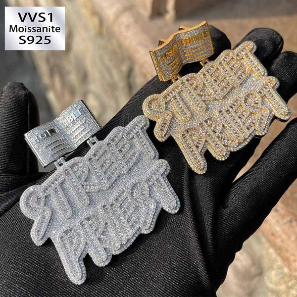 Moissanite Hip Hop "STREET PRIEST" Letter Pendant