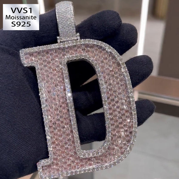 Moissanite Full Diamond "D" Letter Pendant