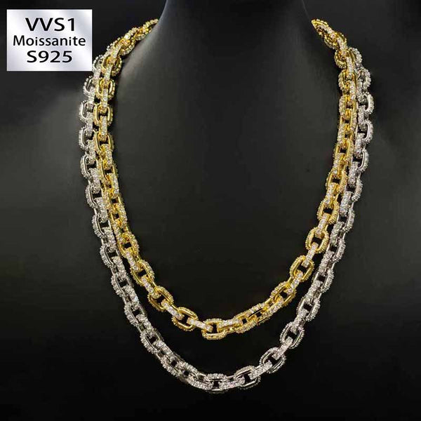 Moissanite Hip Hop Miami Box Clasp Chain