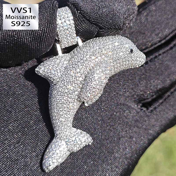 Moissanite Dolphin Pendant
