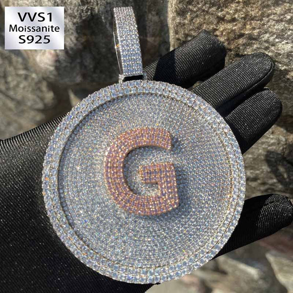 Moissanite Hip Hop DIY Custom Letter Large Disc Pendant