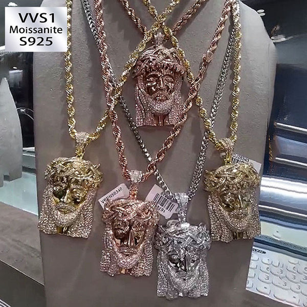 Moissanite Exquisite Luxury Jesus Figure Pendant Chain Set