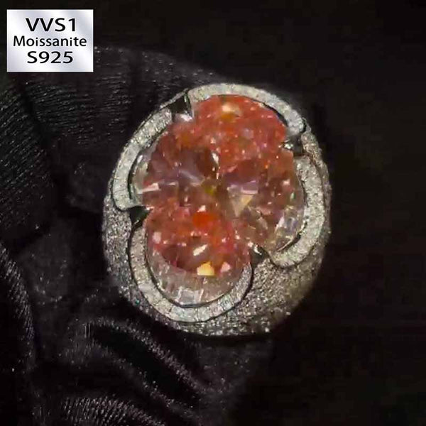 Kiss The Ring Of A Moissanite Spessartine Oval Ring