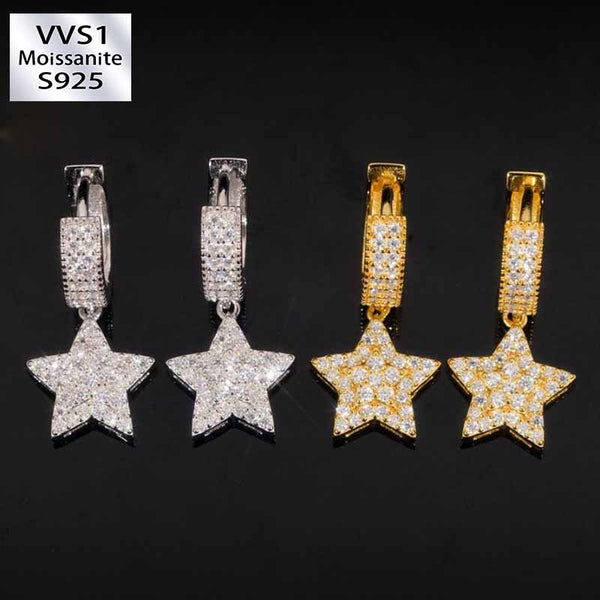 S925 Silver Moissanite Creative Star Earrings