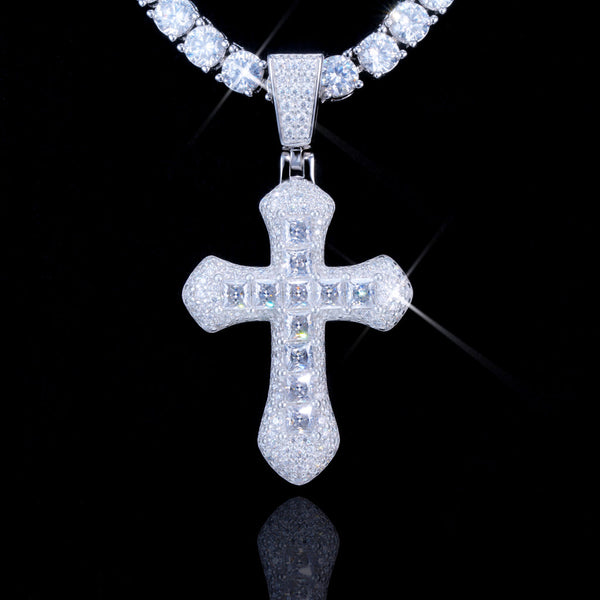 VVS Moissanite Clustered Cross Necklace