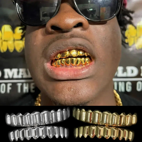 Hip-Hop Rapper 10-tooth 24K Gold Plated Grillz