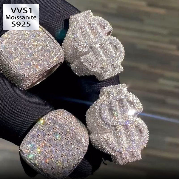 Moissanite Hip Hop with Diamond Rings