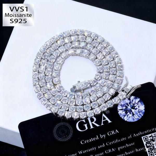 4mm S925 Silver Moissanite Tennis Chain