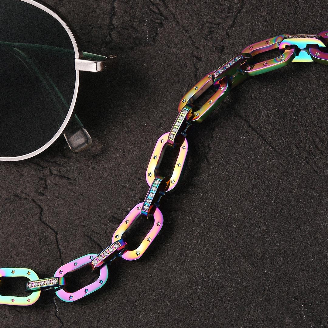 10mm Rainbow Iced Cable Chain - KRKC&CO