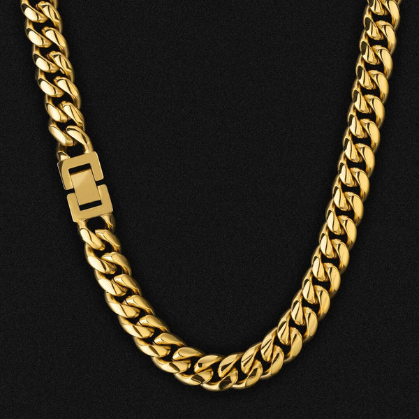 12mm Miami Cuban Link Chain in 18K Gold for Men's