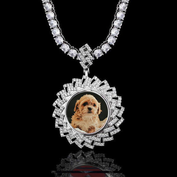 Iced Out Custom Rhombus Picture Necklace Photo Moissanite Pendant