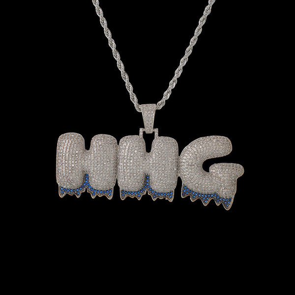 Ice Out Letters Custom Two Tone Pendant