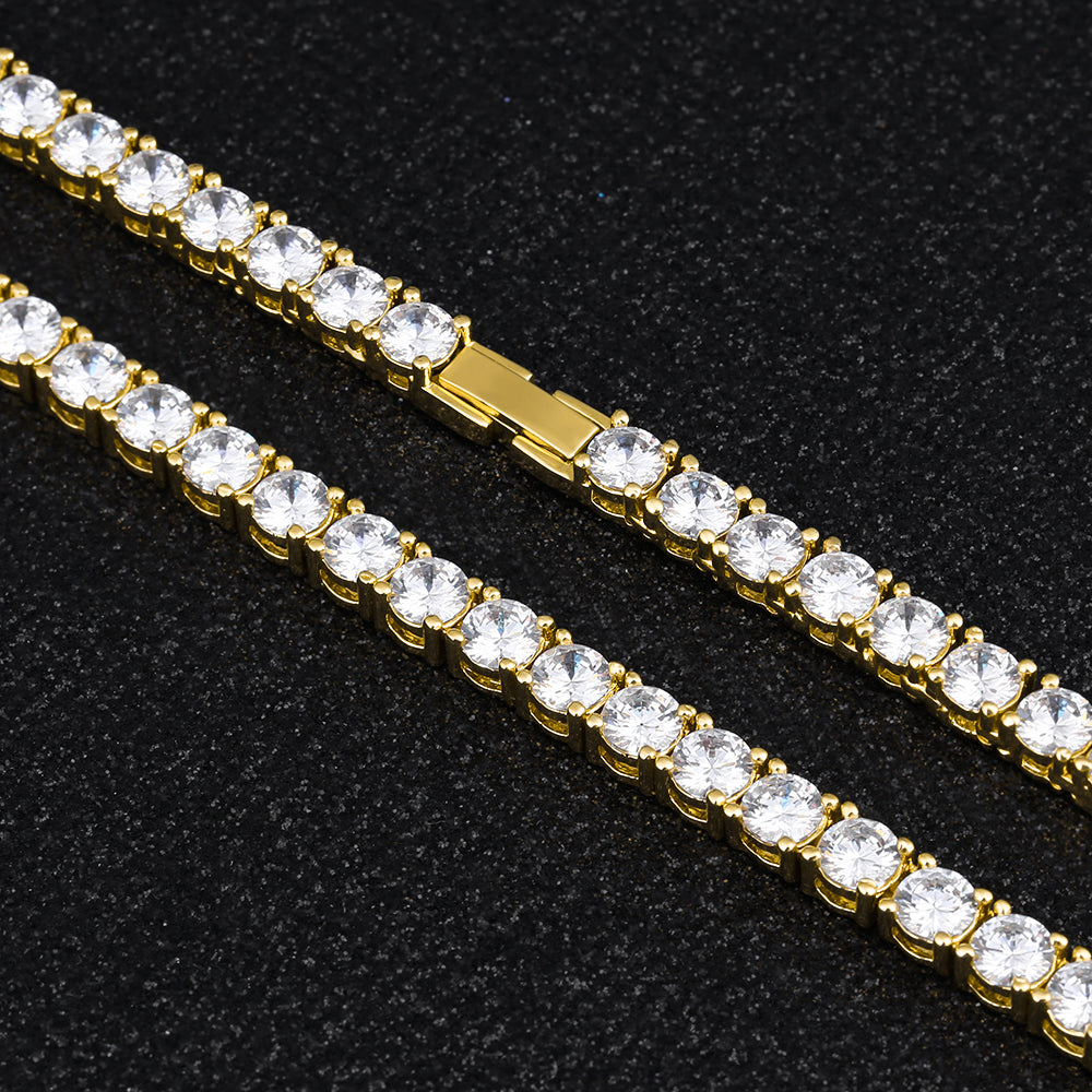 3mm CZ Diamond Tennis Bracelet for Men in 14K Gold KRKC