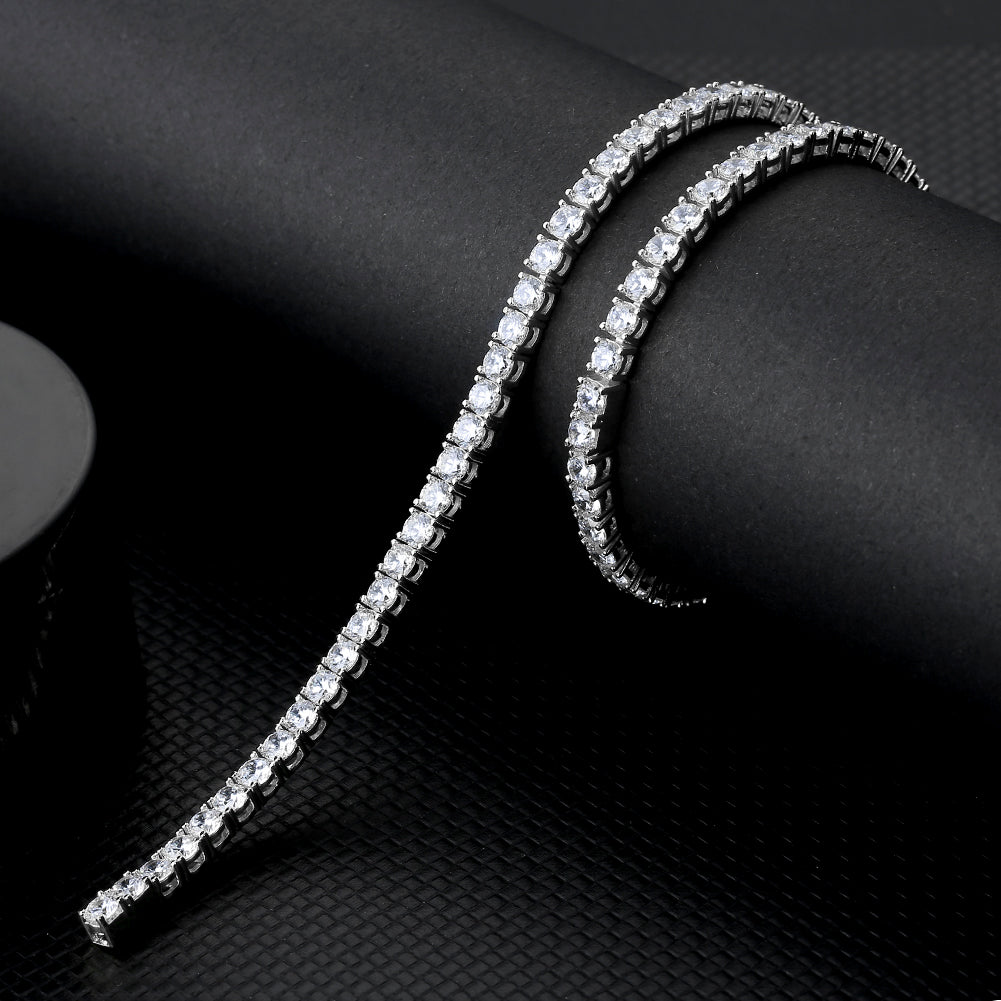 4mm White Gold CZ Diamond Mens Tennis Chain Necklace KRKC