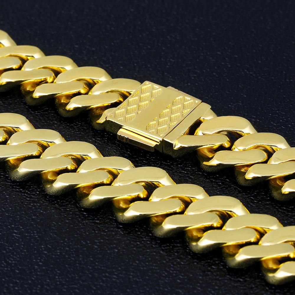 12MM Iced Cuban Link Bracelet 14K Gold Plated-krkcom