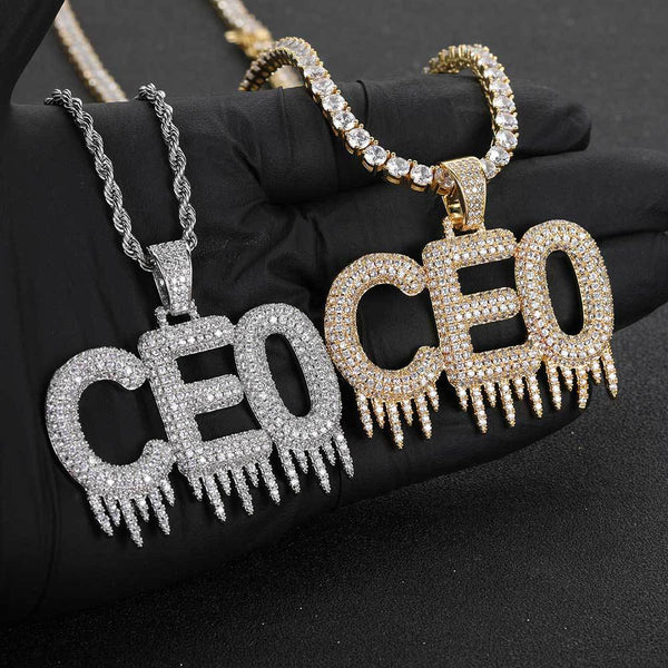 Ice Out Ice Bar Letter Stitching Custom Pendant