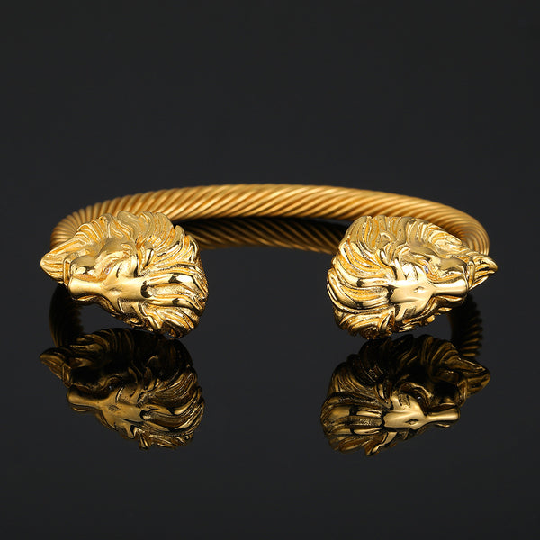 Lion Head Men's Bracelet In14k Gold