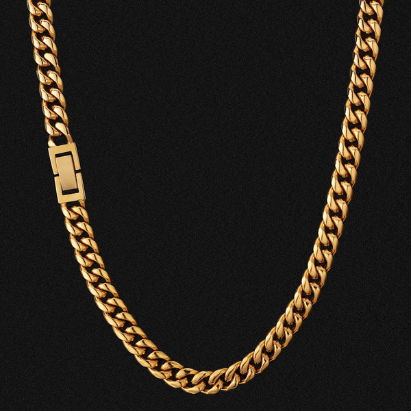 8mm Cuban Link Chain in 18K Gold for Men's