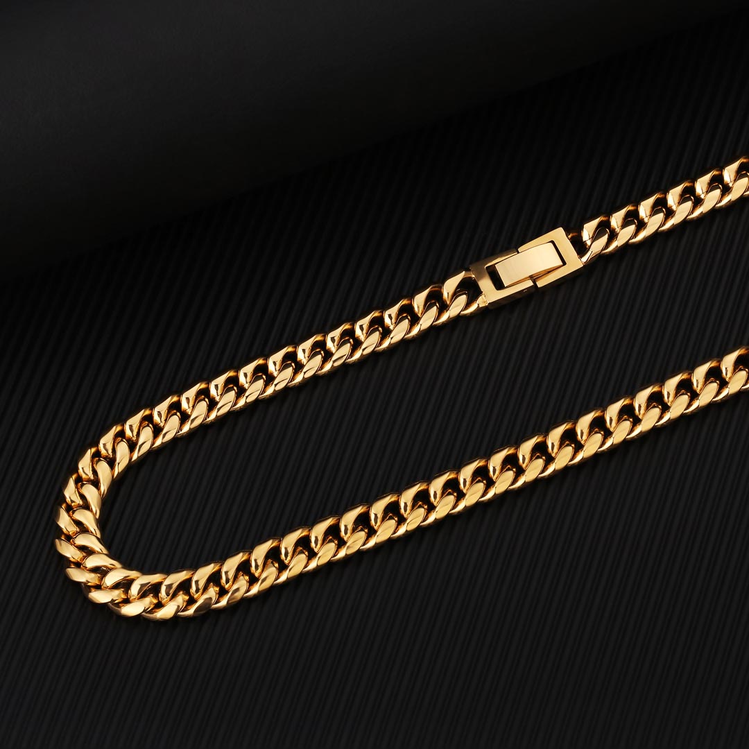8mm Miami Cuban Link Chain and Bracelet Set 18K Gold Plated-KRKC&CO