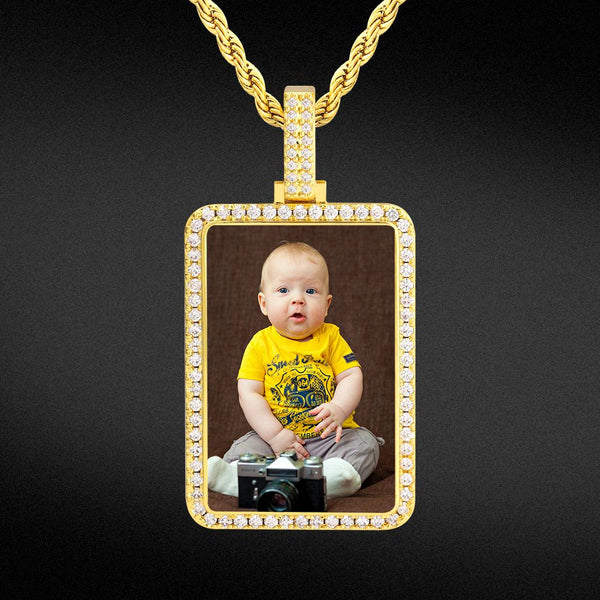 Iced Out Custom Dog Tag Picture Necklace Photo Pendant