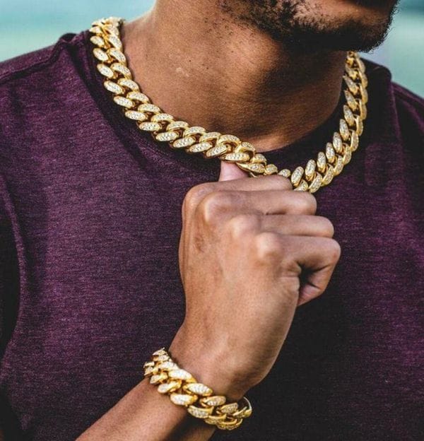 VVS Jewelry Gold/Silver Cuban Chain + Cuban Bracelet Bundle
