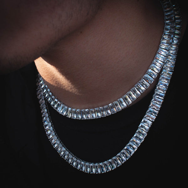 Baguette Tennis Chain in White Gold