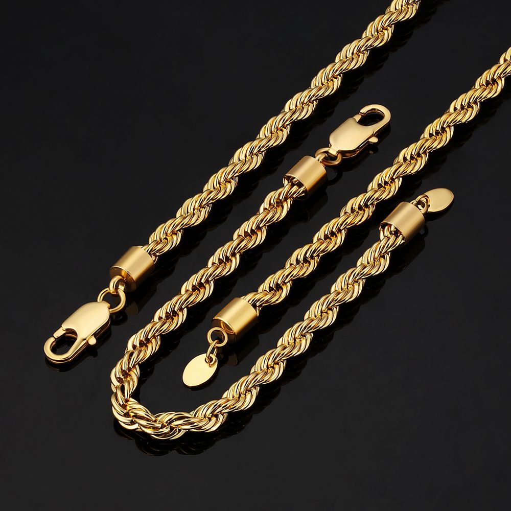 6mm Mens Rope Chain in 18K Gold/White Gold KRKC