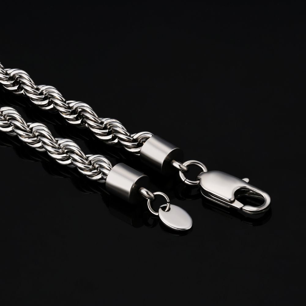 6mm Mens Rope Chain in 18K Gold/White Gold KRKC