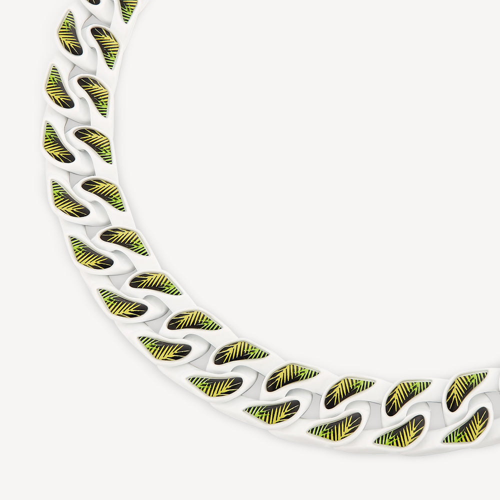 Palm Tree Curb Cuban Chain with Buckle Clasp