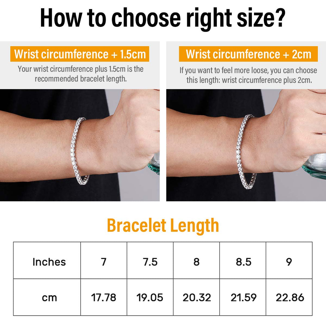tennis bracelet size guide from KRKC&CO